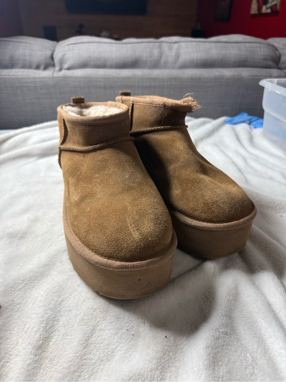 Women’s Ugg Platform Shearling Lined Suede Ankle Boots - Brown